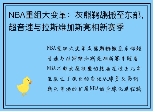 NBA重组大变革：灰熊鹈鹕搬至东部，超音速与拉斯维加斯亮相新赛季